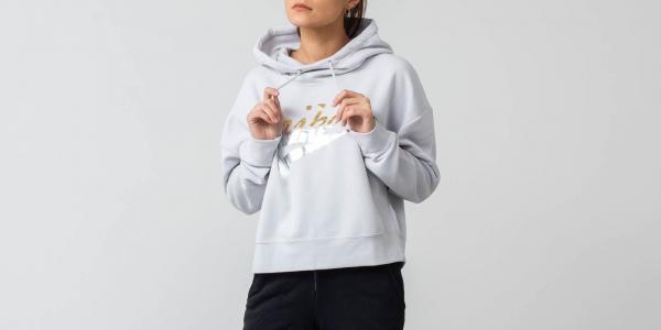 Nike Sportswear Rally Women's Metallic Pullover Hoodie Light Grey