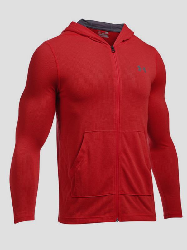 Mikina Under Armour Threadborne Fitted FZ Hoody Červená