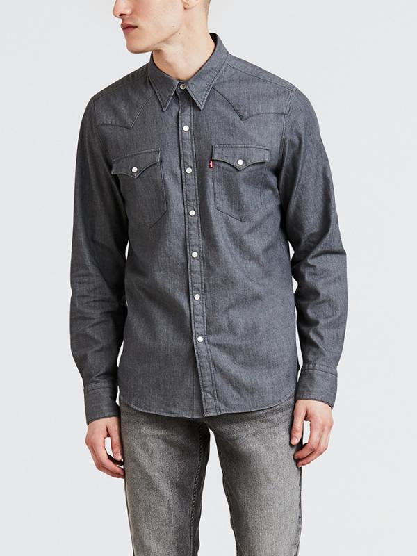 Košile LEVI'S Barstow Western Gray Stretch Rinse Šedá