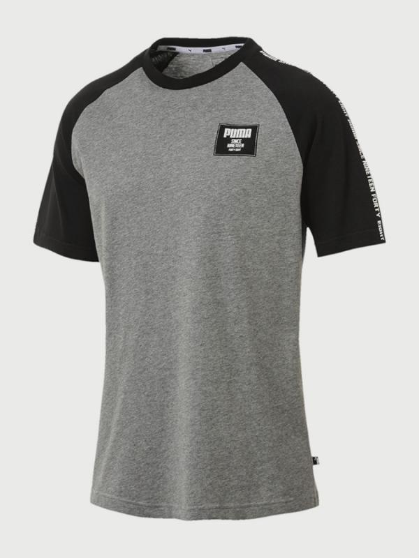 Tričko Puma Rebel Block raglan Tee Šedá