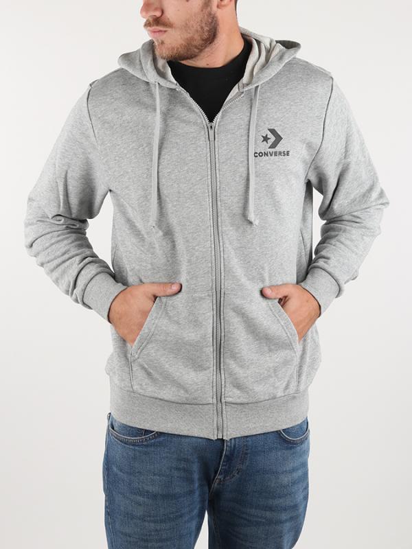 Mikina Converse M Star Chevron FZ Hoodie Šedá