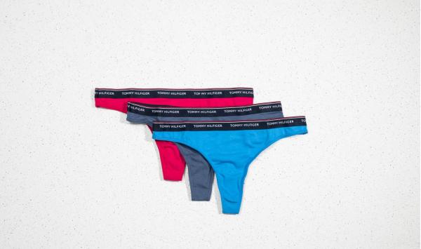 Tommy Hilfiger 3 Pack Thong Grey/ Pink/ Blue