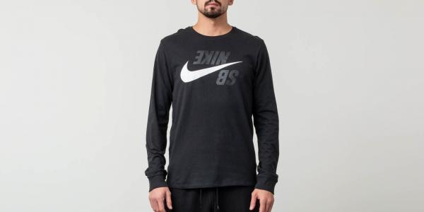 Nike SB Long Sleeve T-Shirt Phantom Black/ White