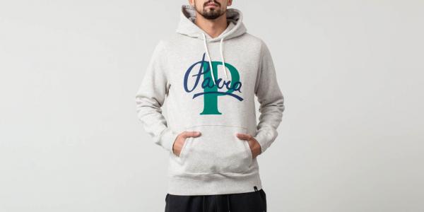 by Parra Painterly Script Hooded Sweater Oatmeal