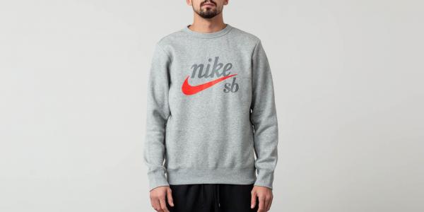 Nike SB Craft Crewneck Sweater Dark Grey Heather/ Habanero Red