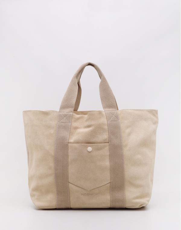 M.C.Overalls Suede Tote Bag Oatmeal