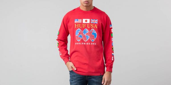 HUF Global Domination Longsleeve Tee Red