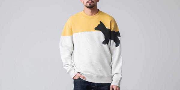 MAISON KITSUNÉ Walking Fox Sweatshirt Yellow Ecru