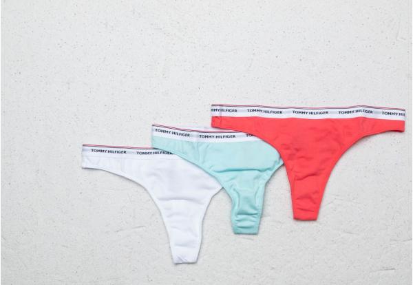 Tommy Hilfiger 3 Pack Thong Light Blue/ Pink/ White
