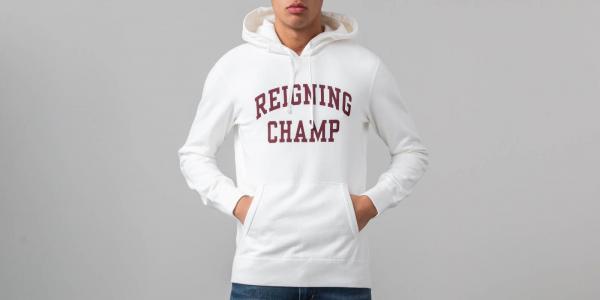 Reigning Champ Ivy League Pullover Hoodie Winter White/ Crimson