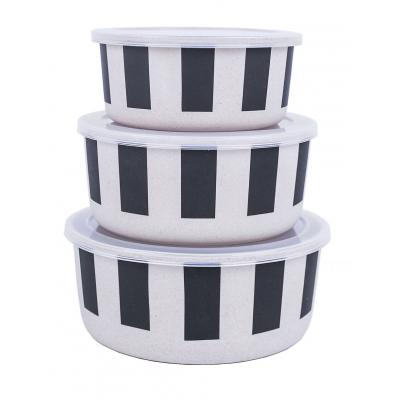 MISS ETOILE Bowl Bamboo - mela set of 3 BLACK STRIPES