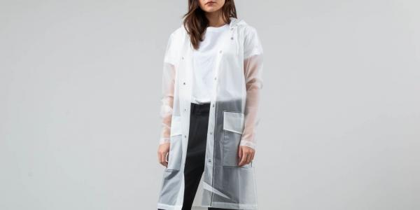 Rains Hooded Coat Foggy White