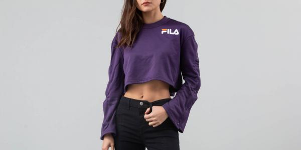 FILA Aurora Flared Snap Sleeve Crop Navy Cosmos