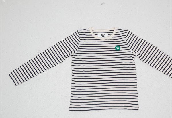 WOOD WOOD Kids Kim Longsleeve Tee Off White/ Navy Stripes