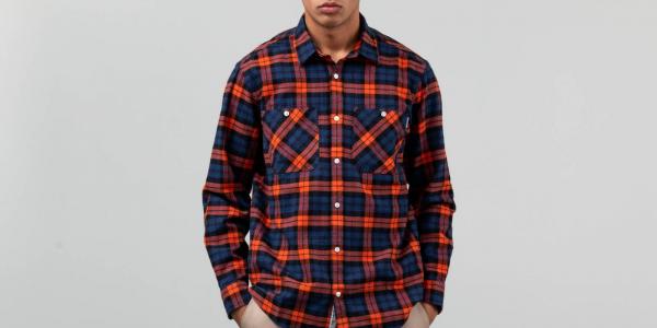 Carhartt Sloman Long Sleeve Sloman Shirt Metro Blue/ Persimmon
