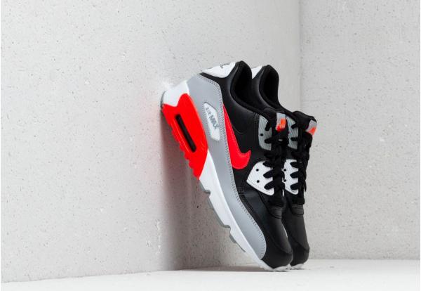 Nike Air Max 90 Leather (GS) Wolf Grey/ Bright Crimson-Black