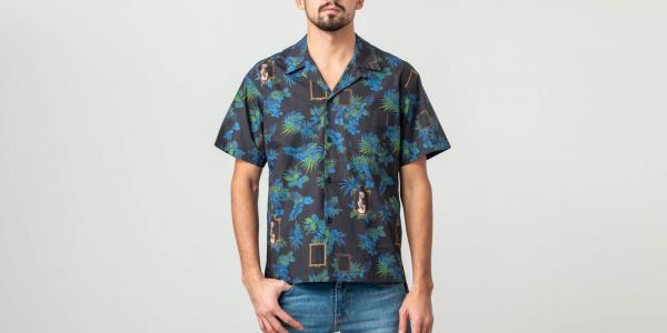 John Elliot Shortsleeves Bowling Shirt Blue
