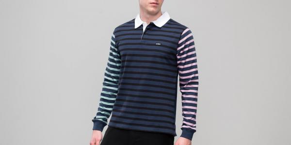 Stüssy Jonah Stripe Longsleeve Rugby Tee Navy