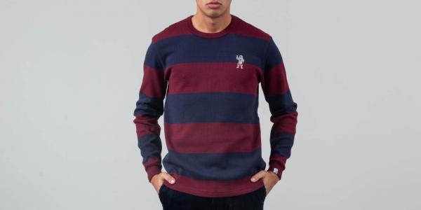 Billionaire Boys Club Striped Waffle Knit Long Sleeve T-Shirt Blue/ Red