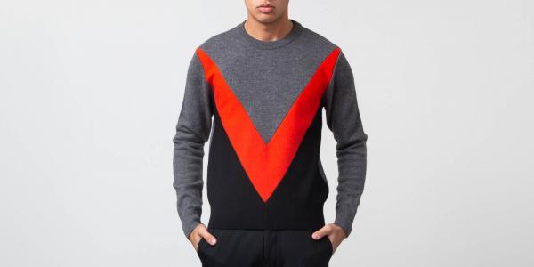 Alexandre Mattiusi Tricolor Crewneck Sweater Grey/ Red