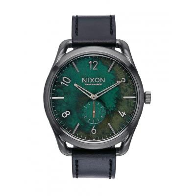 Hodinky Nixon C45 Leather Gun Metal Green Oxyde