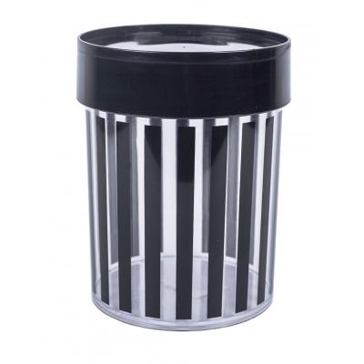 Miss Etoile Canister Large BLACK STRIPES, BLACK LID LARGE