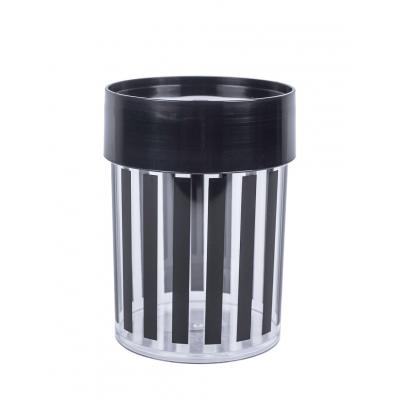 Miss Etoile Canister Medium BLACK STRIPES, BLACK LID MEDIUM