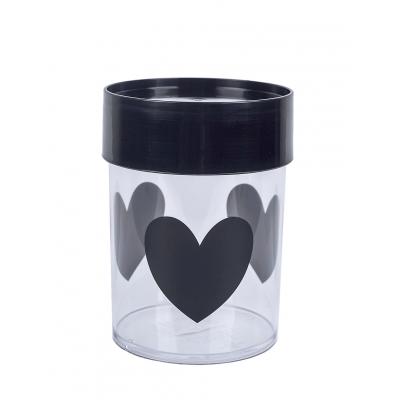 Miss Etoile Canister Medium BIG BLACK HEARTS, BLACK LID MEDIUM