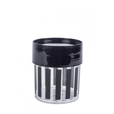 Miss Etoile Canister Small BLACK STRIPES, BLACK LID
