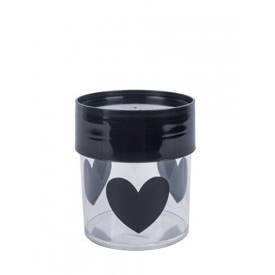 Miss Etoile Canister Big BLACK HEARTS, BLACK LID SMALL