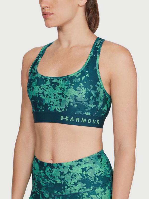 Kompresní podprsenka Under Armour Mid Crossback Printed Bra Zelená