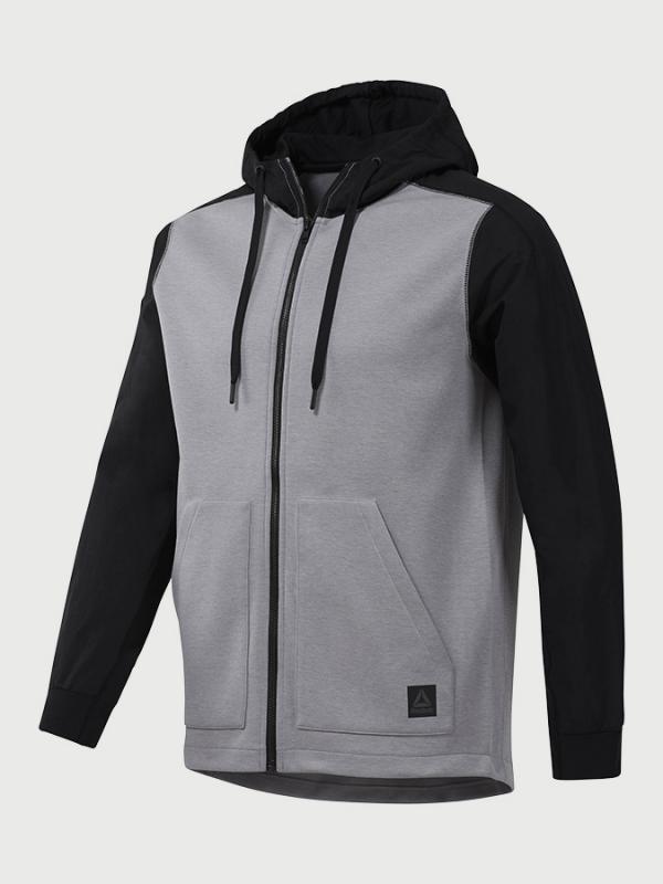 Mikina Reebok TS Full-Zip Hoodie Šedá