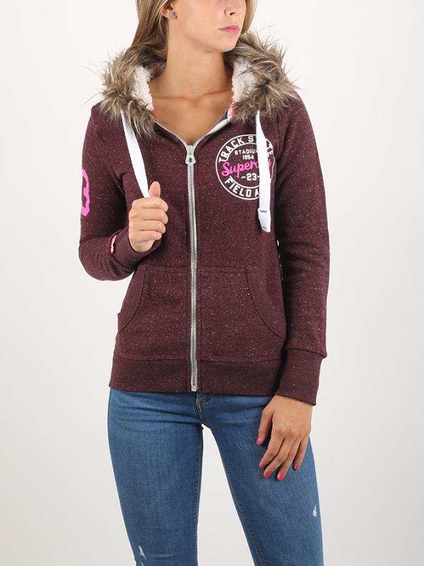 Mikina Superdry SUPER TRACK ZIPHOOD Červená
