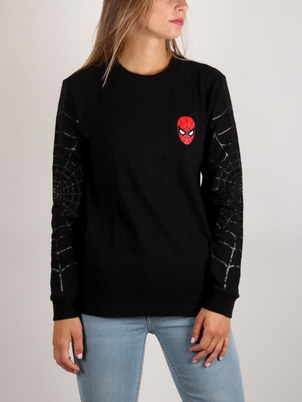 Tričko Vans WM (Marvel) Spidey Spiderman Webs Long Sleeve Boyfriend Black Černá