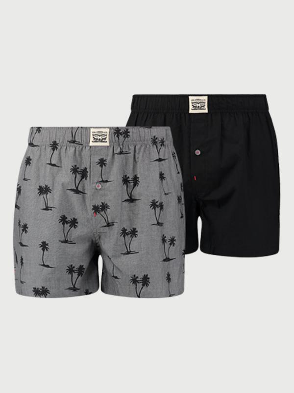 Trenýrky LEVI'S 300Ls Palmtree Print Woven Boxer 2 Pack Černá