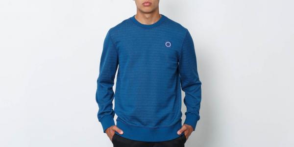 MARTINSILĒNSE Five Fragménts 1 OF 5 Plastic Stripes Crewneck Blue