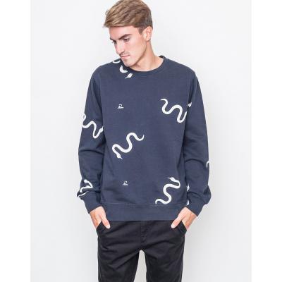 Mikina by Parra crew neck snakes & logo's Navy Blue