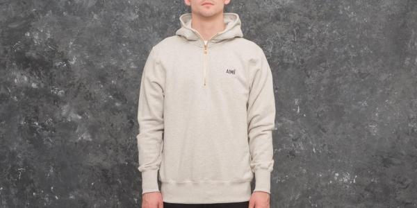 Aimé Leon Dore Quarter Zip Hooded Sweatshirt Oatmeal