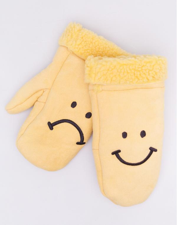 Lazy Oaf Happy Sad Mittens Yellow