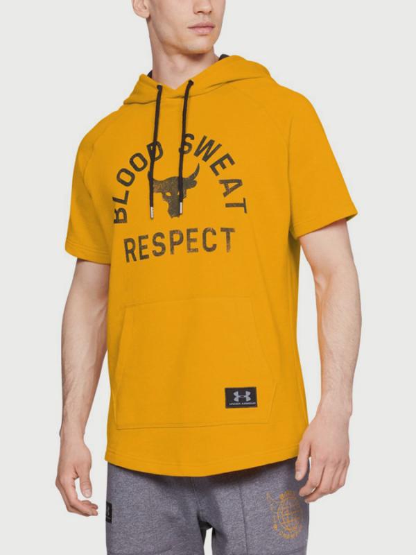 Tričko Under Armour Project Rock Respect SS Hoodie Žlutá