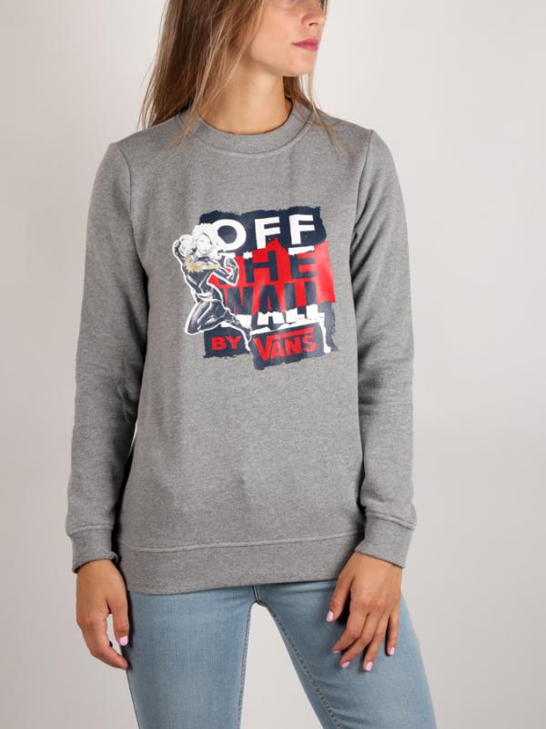 Mikina Vans WM Captain (Marvel) Crew Fleece Grey Heather Šedá