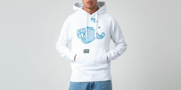 Champion x WOOD WOOD Ed Reverse Weave Hoodie White