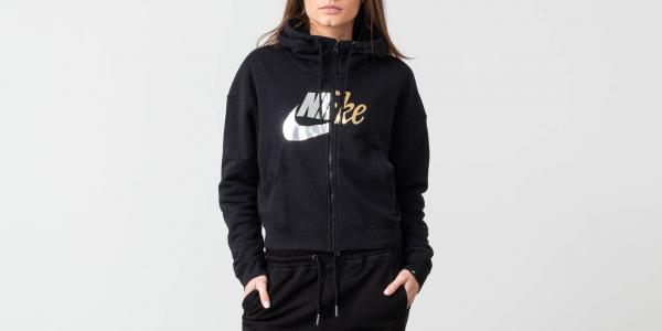 Nike Sportswear Rally Metallic Zip Hoodie Black