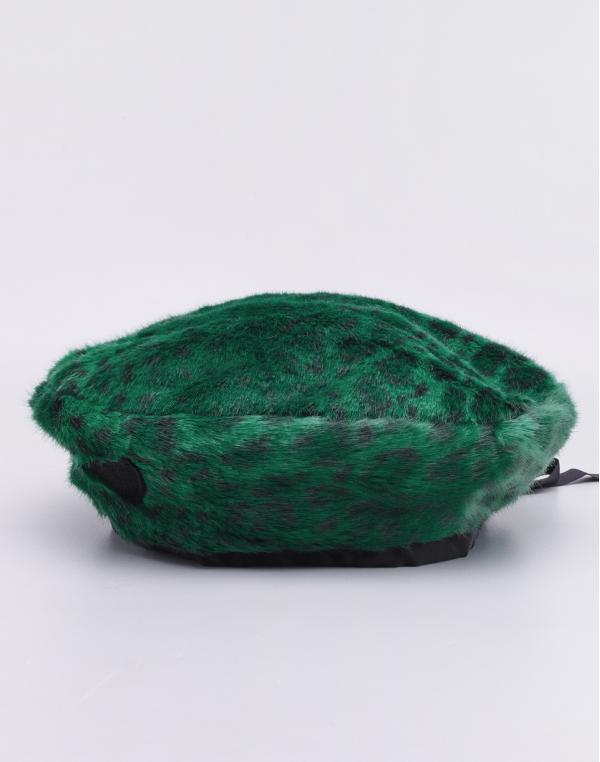 Lazy Oaf Green Leopard Fur Beret Green