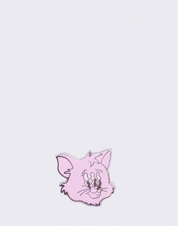 Lazy Oaf Wavy Cat Pin Badge Silver