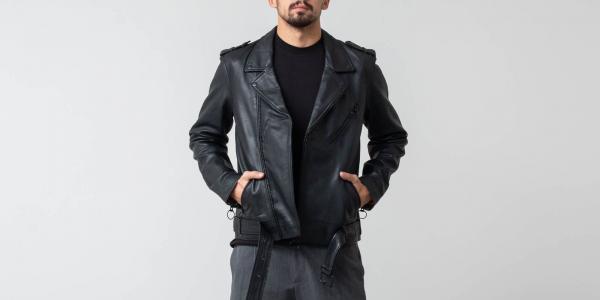 Soulland Richenback Heavy Leather Biker Jacket Black