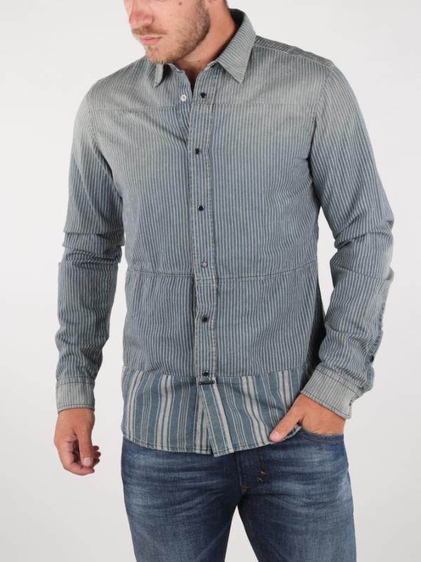 Košile Diesel STRIPAD CAMICIA Modrá