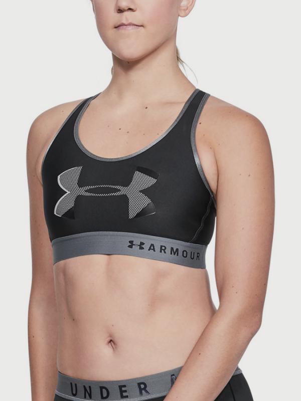 Kompresní podprsenka Under Armour Mid Keyhole Big Logo Černá