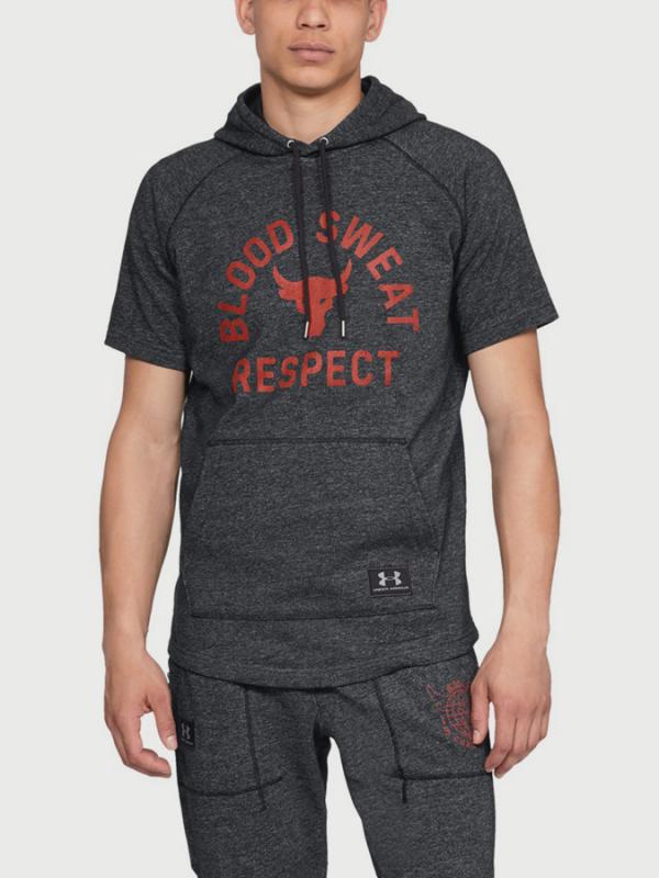 Tričko Under Armour Project Rock Respect SS Hoodie Černá