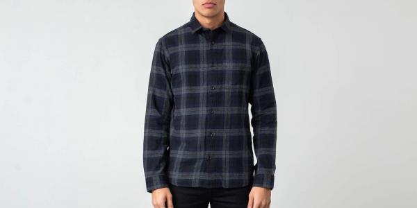 SELECTED Reg Patterned Shirt Dark Navy/ Grey